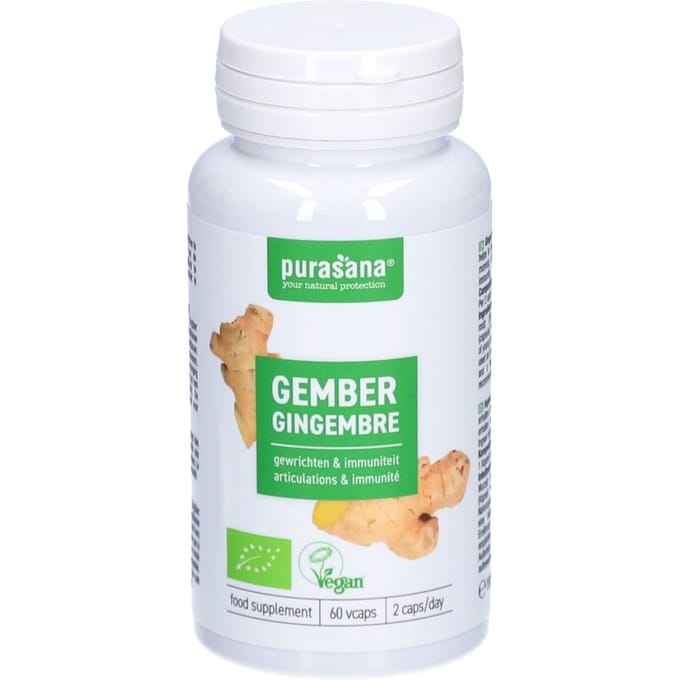 Purasana Vegan Gember 60 Plantaardige Capsules