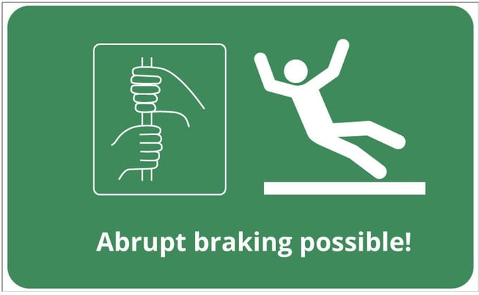 Bord met tekst Abrupt braking possible - kunststof 200 x 120 mm