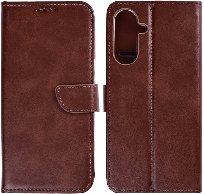 Rixus Bookcase For Samsung Galaxy S26 Plus Brown