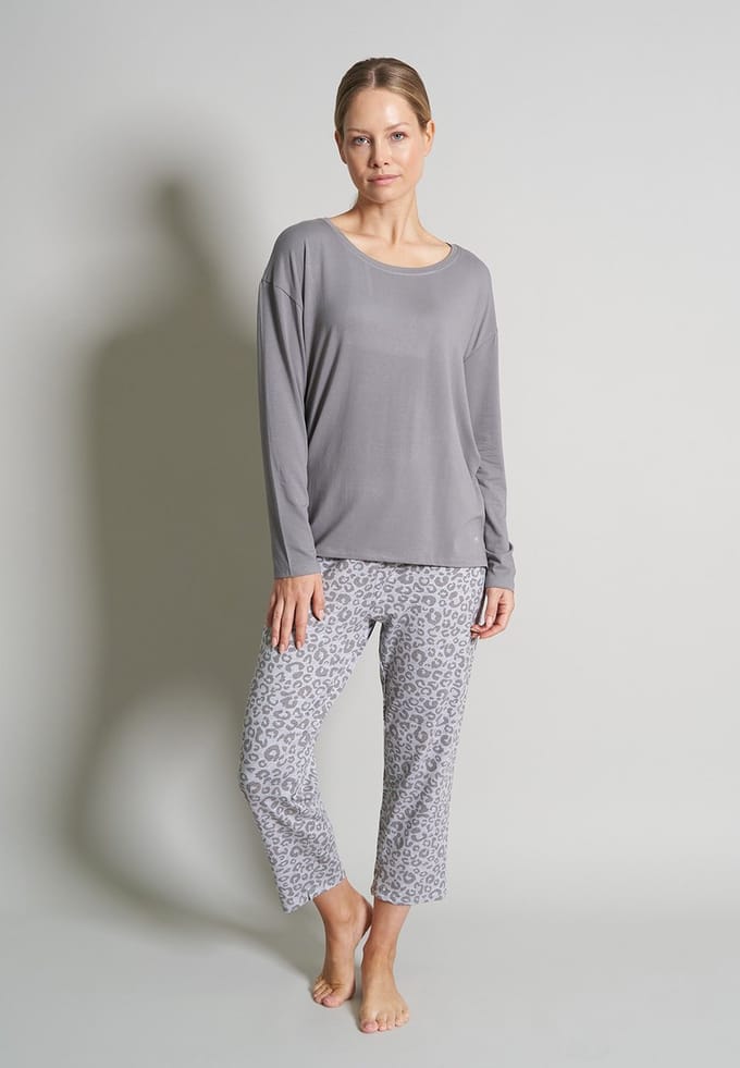 TOM TAILOR Victoria Dames pyjama - 7/8 broek - Grijs