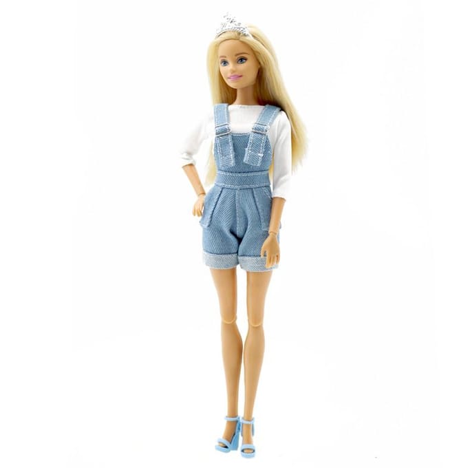 30cm Dools handgemaakte denim overall met wit overhemd poppenaccessoire mode kinderen geschenken speelgoed