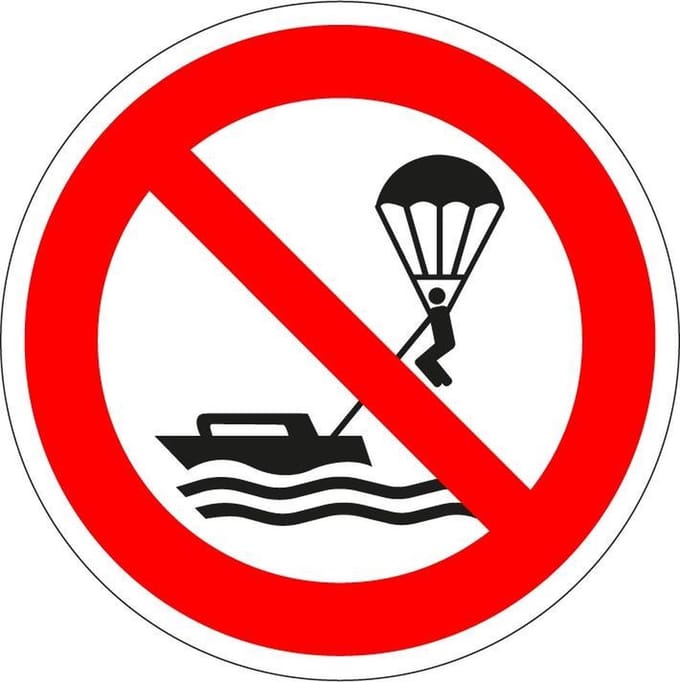 Verboden te parasailen sticker - ISO 7010 - P066 100 mm