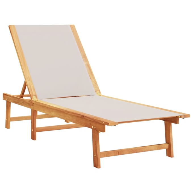 vidaXL - Ligbedden - 2 - st - massief - acaciahout - en - textileen - grijs