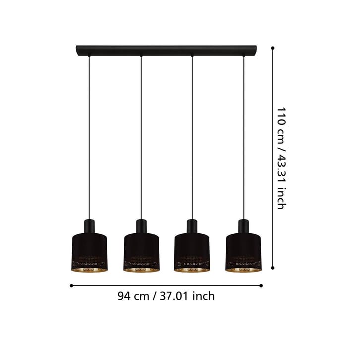 EGLO Esteperra - Hanglamp - E27 - 94 cm - Zwart