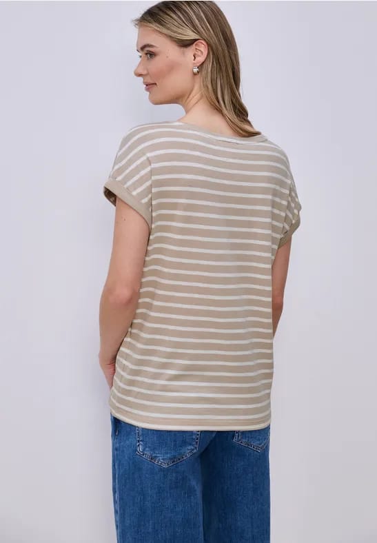 Shirt met hangende schouder en strepen