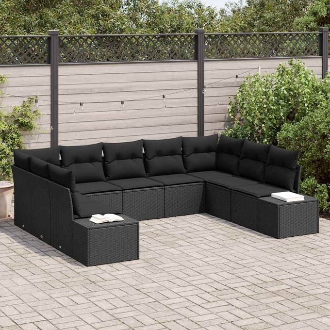 vidaXL Tuin Sofa Set 9 st Zwart poly rattan