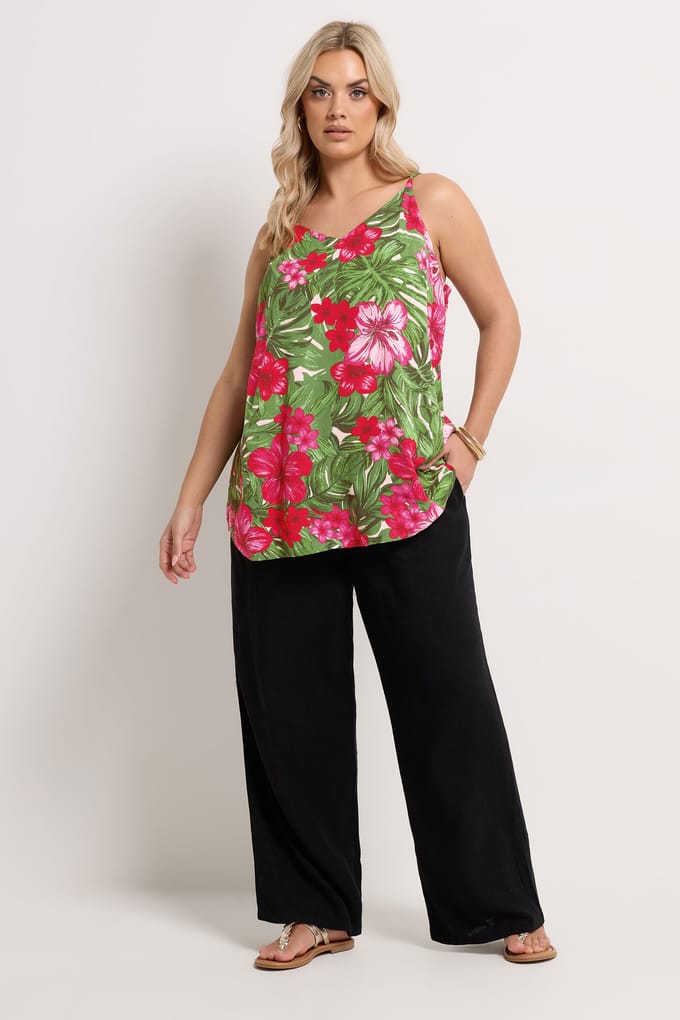 Yours Groene Tropische Cami Hemd Size 48