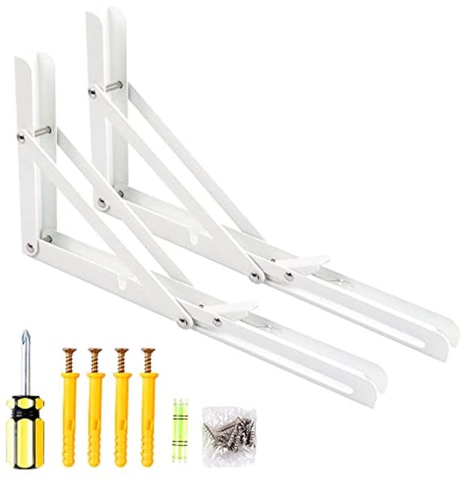 Folding Shelf Brackets 2pcs - Heavy Duty Wall Mounted Brackets voor Ruimte Besparing - 12 Inch Wit