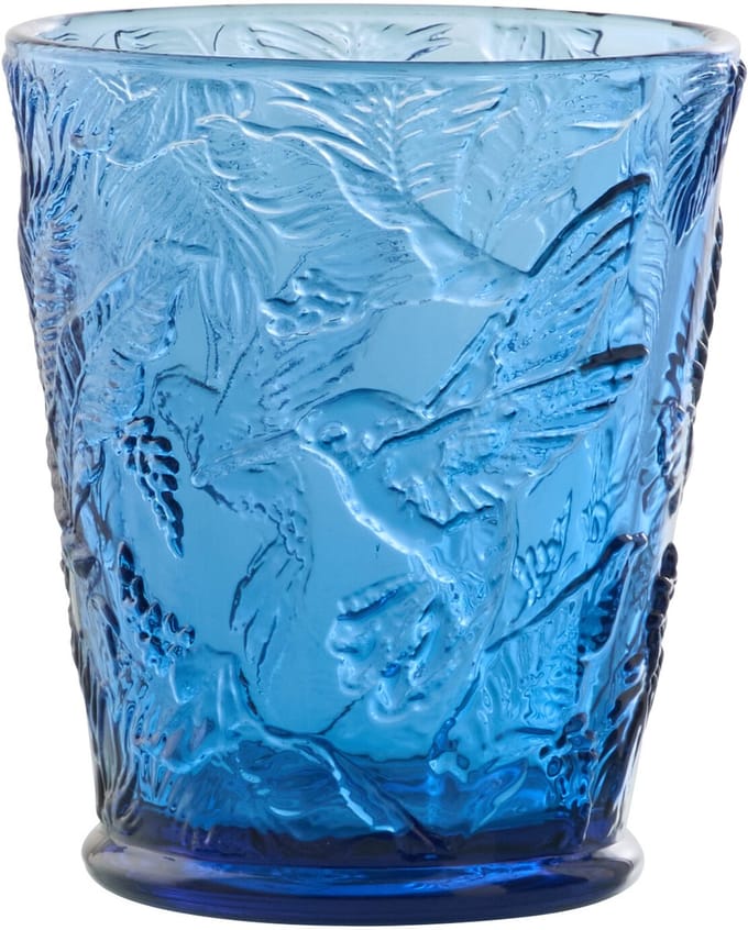 J-Line drinkglas Vogels - glas - blauw - 6 stuks