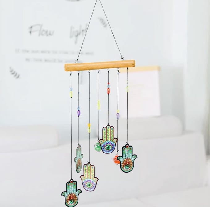 Decoratie windmobiel windgong windorgel Handje van Fatima - Hamsa hand 60cm