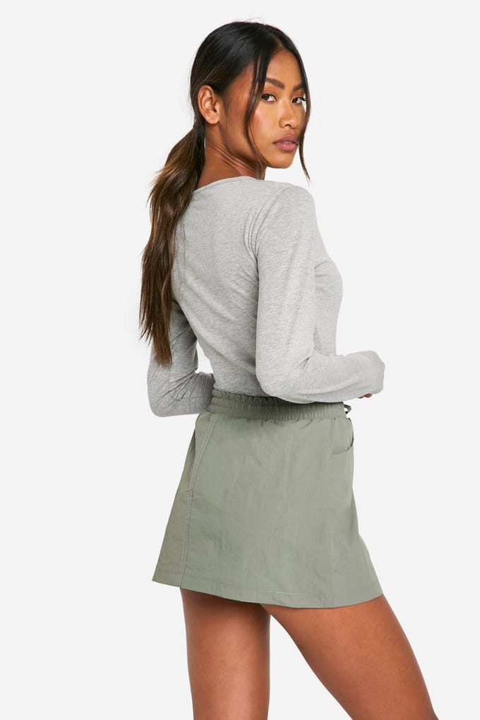 boohoo Dames Micro Mini Rok | Kaki | Maat: 36