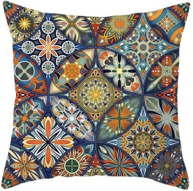 Mandala kussenhoes cirkels – DUBBELZIJDIG BEDRUKT - Soft Touch – 45x45 cm