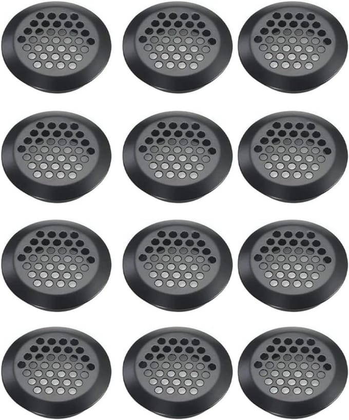 Ronde ventilatieroosters 12 stuks 53 mm zwart