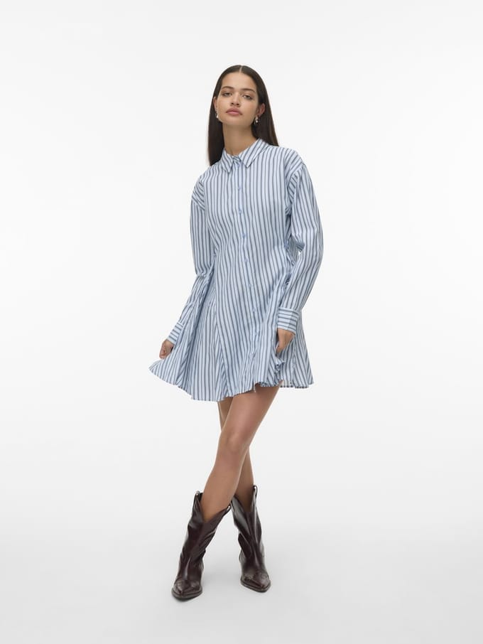 VERO MODA - VMSIENA LS SHIRT BUTTON DRESS WVN EXP - Dames - Mini jurken