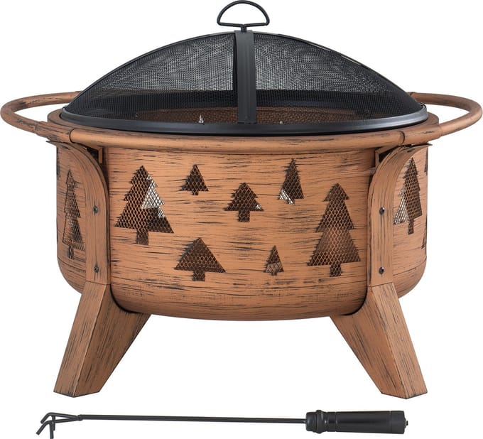 Vuurkorf Christmas Ø76cm met afneembaar rooster en vuurhaak
