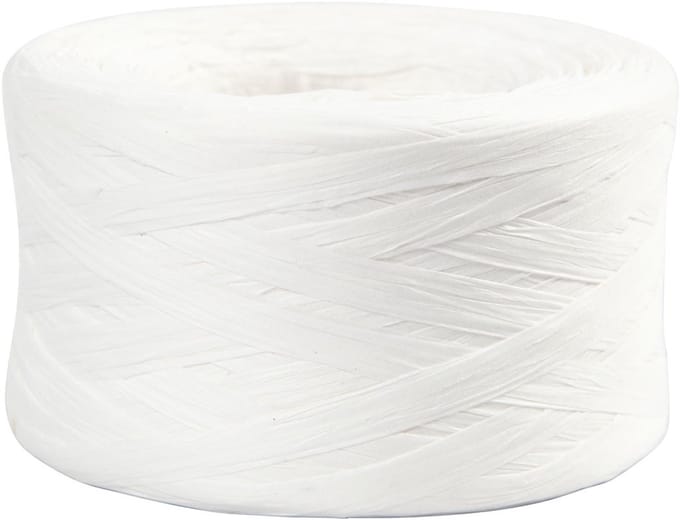 Papier Raffia Garen, B: 7-8 mm, wit, 100 m/ 1 rol
