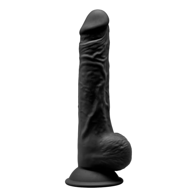 SILEXD - Dual Density siliconen Zwart dildo met balzak - 24 cm