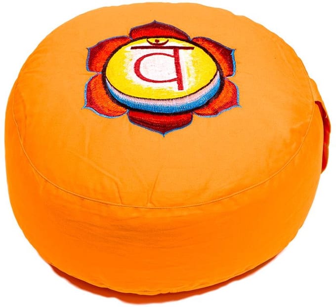 Meditatiekussen 2e chakra geborduurd - 33x17 - Boekweit - Katoen - Oranje
