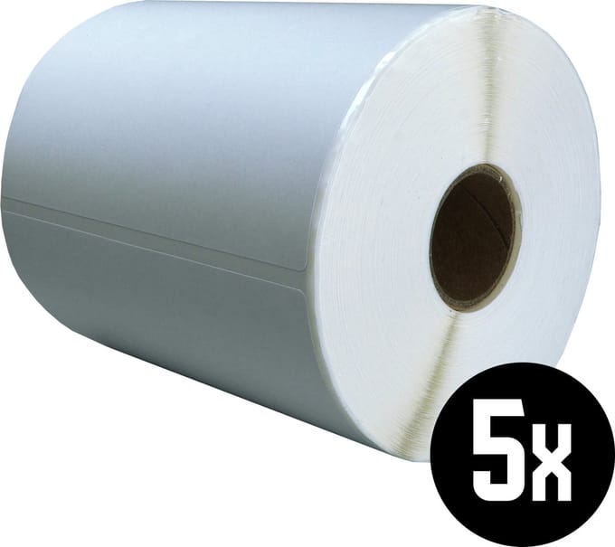 DULA Compatible Zebra Labels 102x210mm - 210 etiketten per rol - kern 25mm - Wit- Permanent - 5 rollen