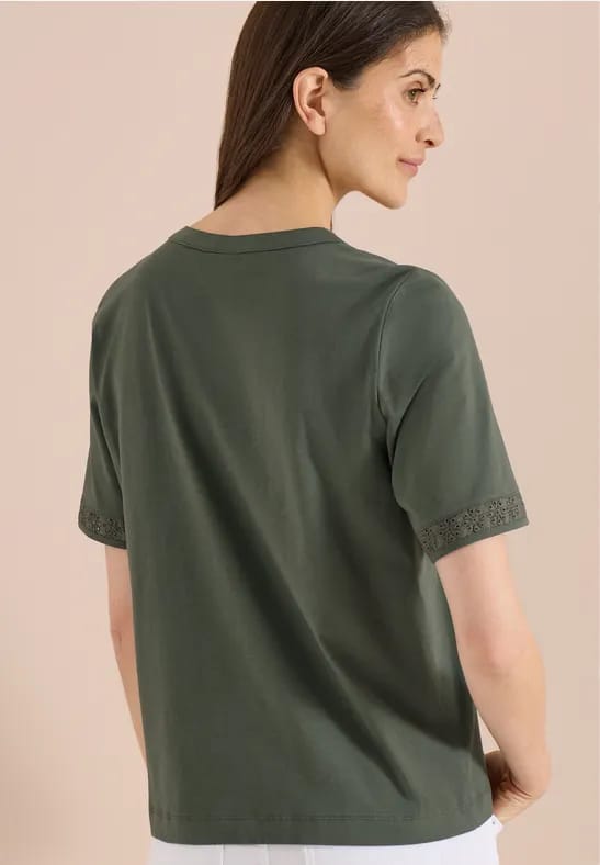 Shirt met gespleten hals en haakband