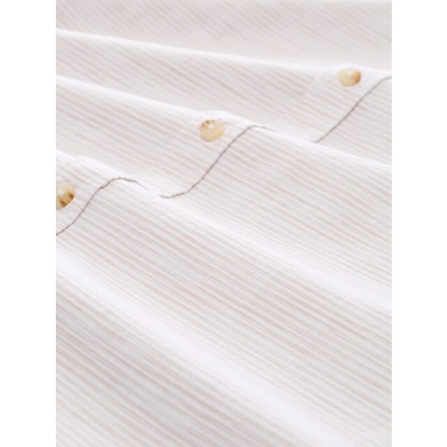 Tom Tailor - Regular fit katoenen overhemd met korte mouwen - Maat M - beige irregular structure