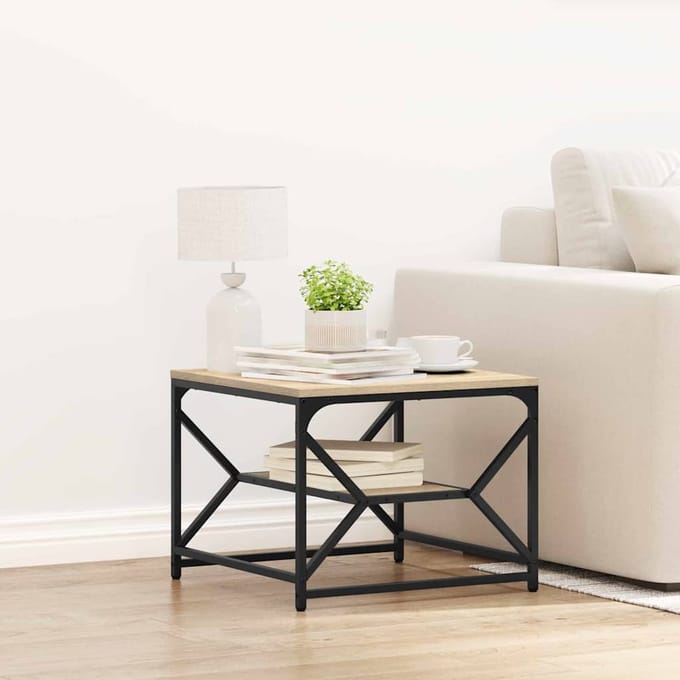 vidaXL - Salontafel - Sonoma - Eik - 51 - x - 50 - x - 40 - cm - Engineered - hout - en - staal