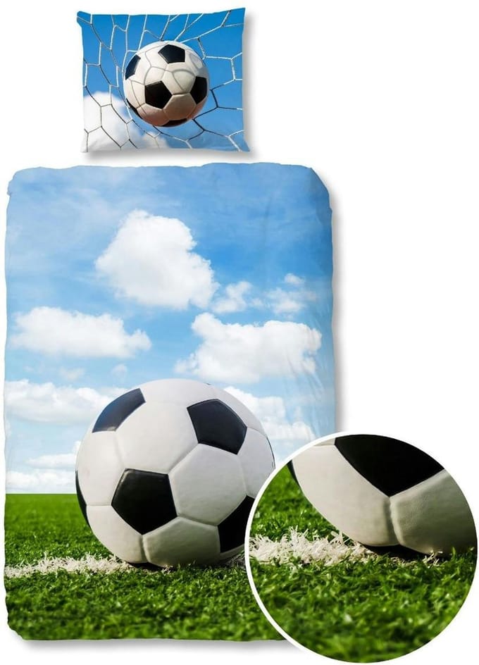 Good Morning Kinderdekbedovertrek "voetbal" - Multi - (140x200/220 cm) - Katoen Flanel