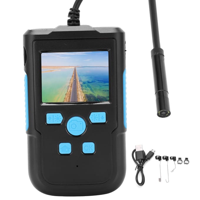 Endoscope Industriel 2MP Portable Écran HD 2,4 pouces Étanche Objectif 8mm Caméra d'Inspection 10m/32,8ft 2 Meters gray