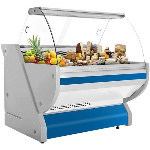 GGM Gastro Kühl-/ Fleischtheke - 1000mm - Blau - mit Fleischlicht & beleuchteter Frontblende