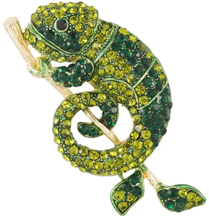Salamander broche - Groen - Dames broche - Gouden broche - Sierbroche - Goudlief