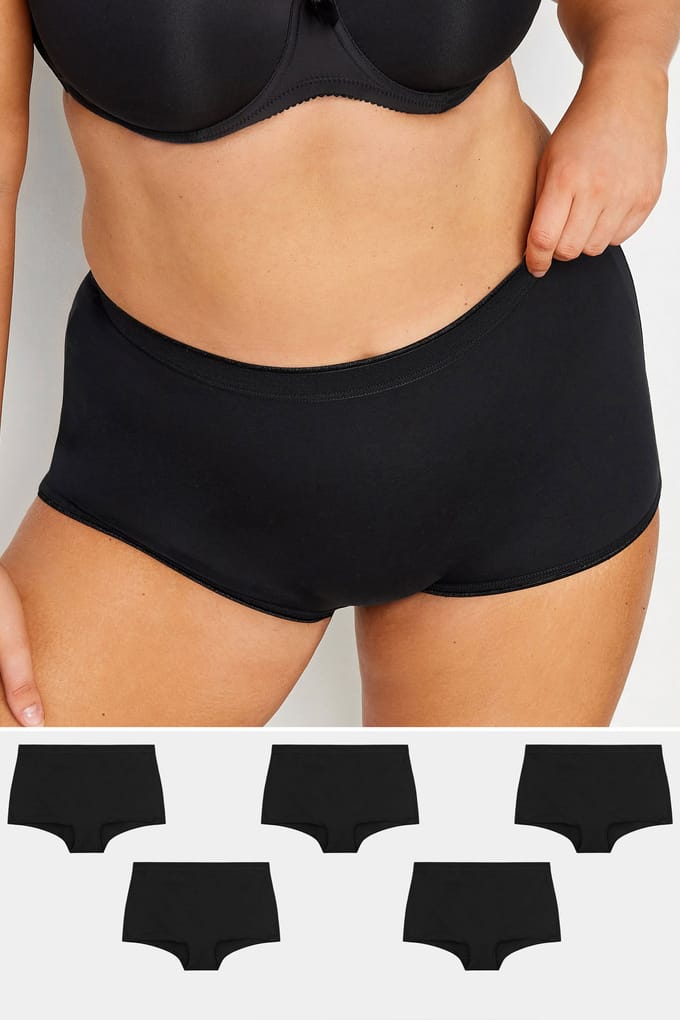 Yours 5 Pack Tailleslips Van Katoenmix In Zwart Size 50-52