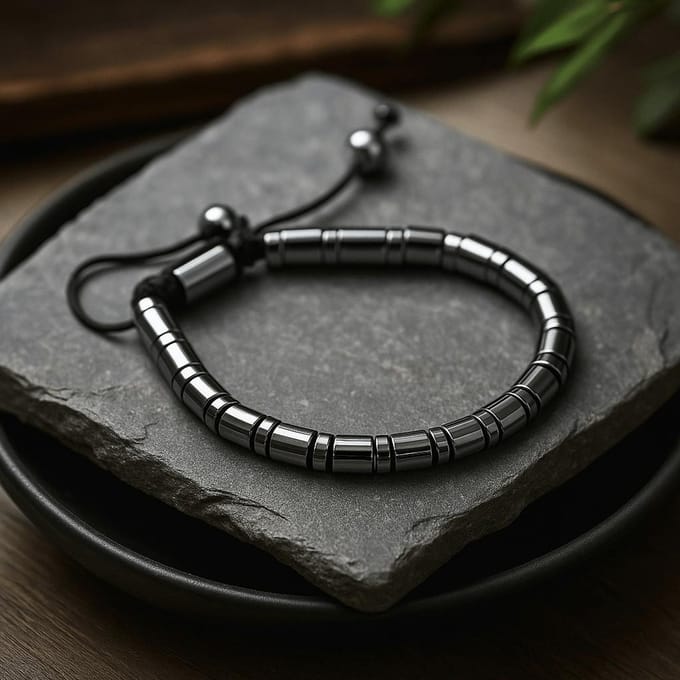 Ancient Wisdom - Armband - Magnetische hematiet shamballa armband met zwarte agaatstenen - sieraad - accessoire - gift - trendy - unisex - fashion