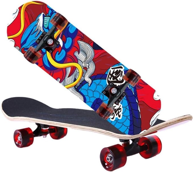 Compleet Skateboard - Trickboard - Stunts Uitvoeren - Dubbele Kicktail - 80 cm - Zwart
