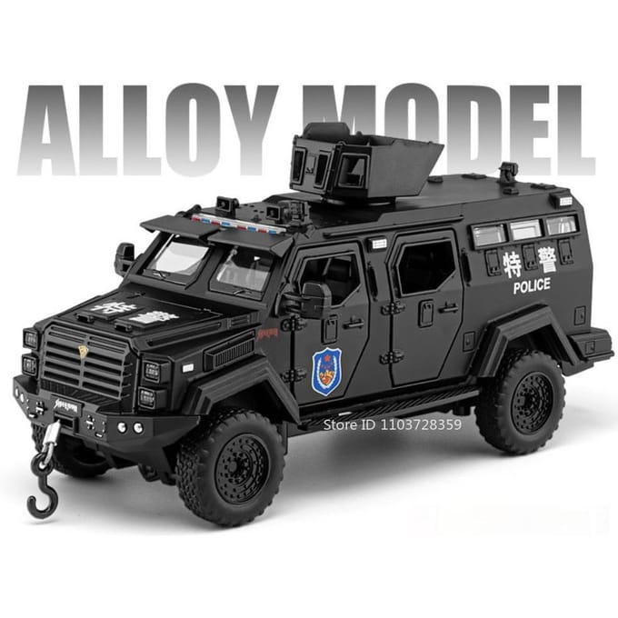 1:32 Modèle Conqueror Sabertooth Véhicule Blindé Jouet Alliage Moulé sous Pression Recul Doors Ouvertes Son Lumière Véhicules Tout-Terrain Modèles Pour Garçon black