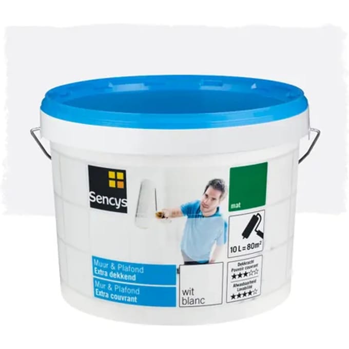 Sencys Muur & Plafond Muurverf - Mat - Wit - 10l