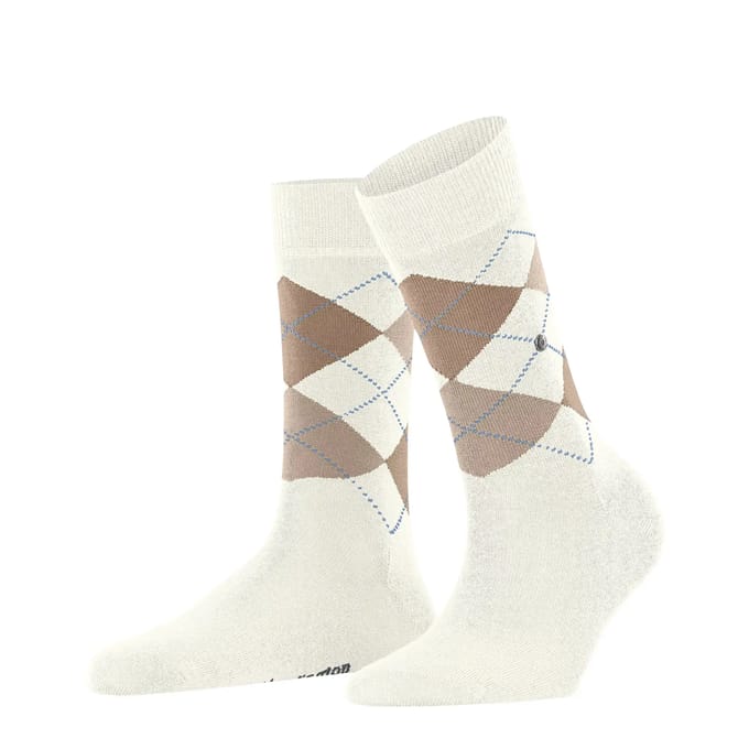 Burlington Marylebone gedessineerd wol sokken dames wit - maat 36-41