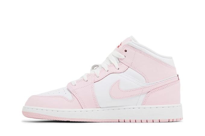 Jordan 1 Mid Roze Schuim Vuurrood (GS) 38.5 white