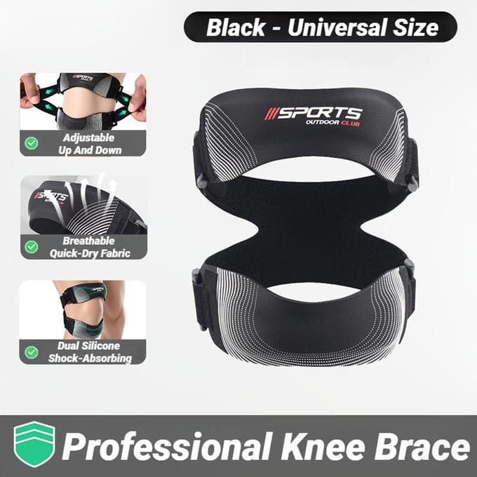Genouillère Pro Réglable avec Rotule Pour Soulagement de la Douleur du Ménisque Sangle de Support de Compression Orthopédique avec Coussinets black