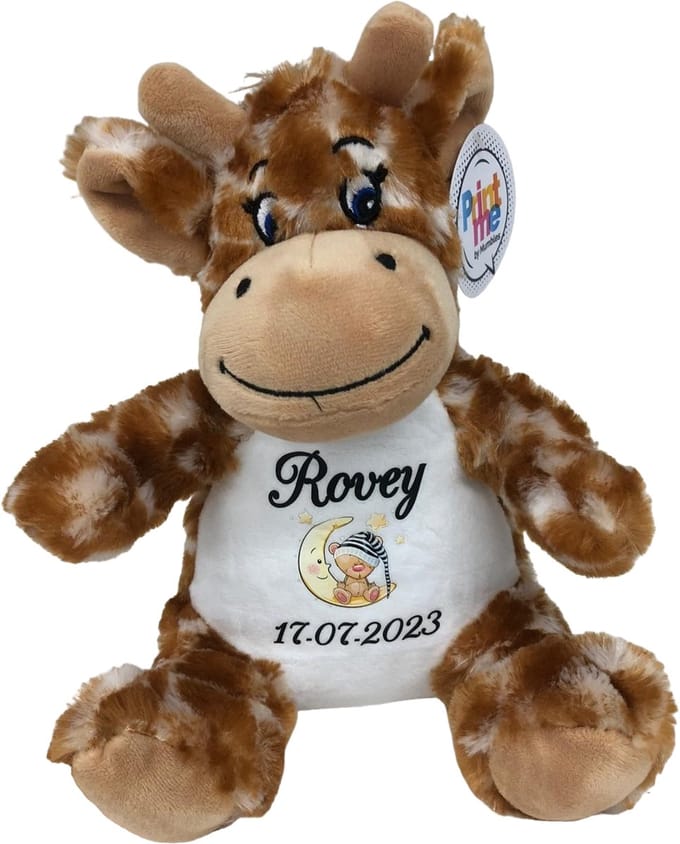 Giraffe knuffel - gepersonaliseerd - kraamcadeau - naam - geboortedatum - Mumbles