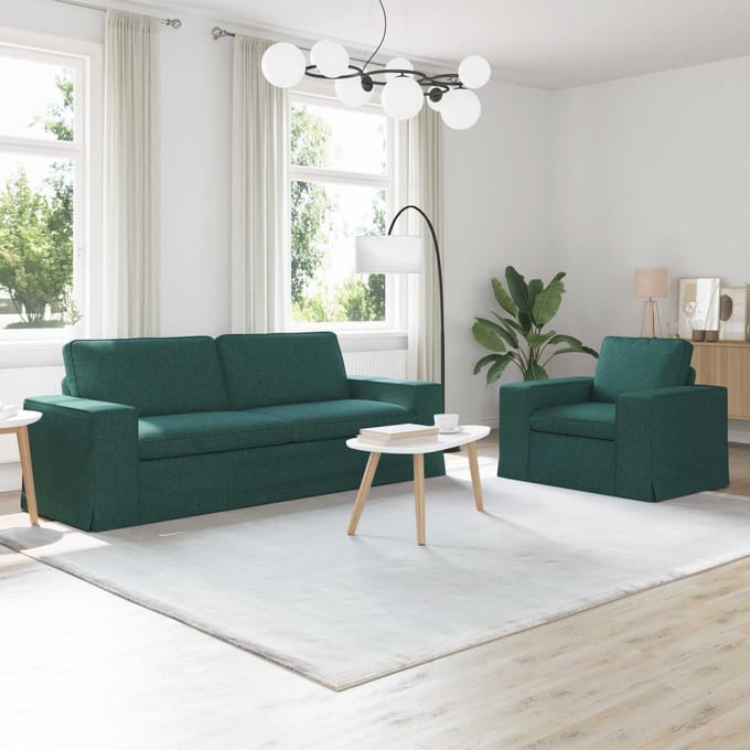 vidaXL Bankstel 2 pcs Donkergroen 222 x 80 x 82 cm Stof