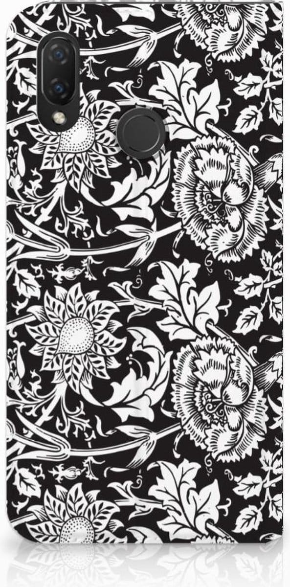 Huawei P Smart Plus Smart Cover Black Flowers
