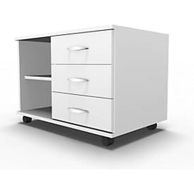 Schäfer Shop Select Mobiel sideboard, archiefrek + 3 schuifladen + materiaallade, B 800, rechts monteerbaar, wit