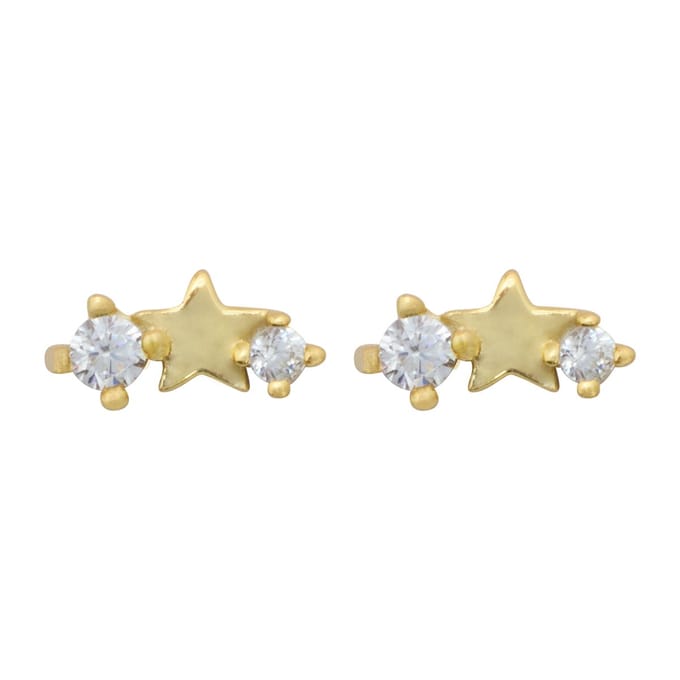 Essenza white stone star earrings gold