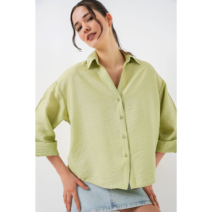 Gestructureerde Weefshirt met Knopen