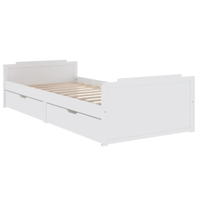 vidaXL - Bedframe - met - lades - massief - grenenhout - wit - 90x200 - cm