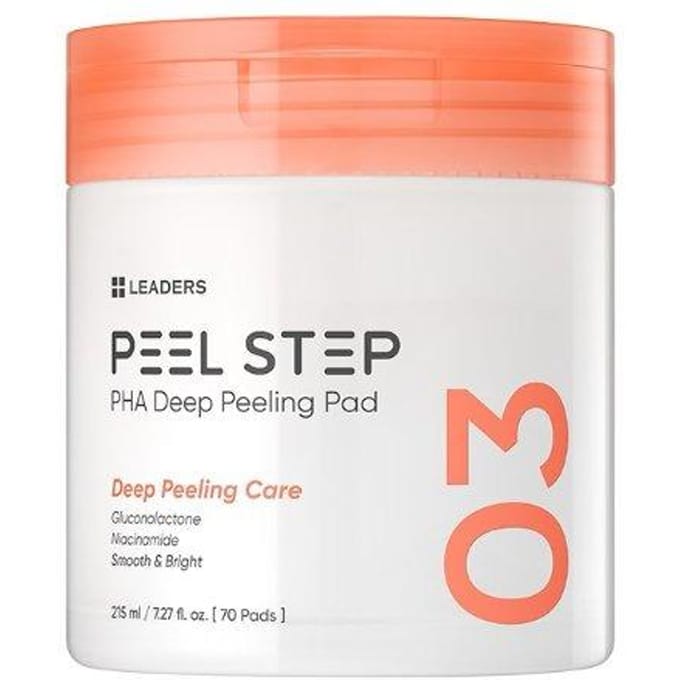 LEADERS Peel Step PHA Pad de Peeling Profond Exfoliant Purifiant 215ml (70 tampons)