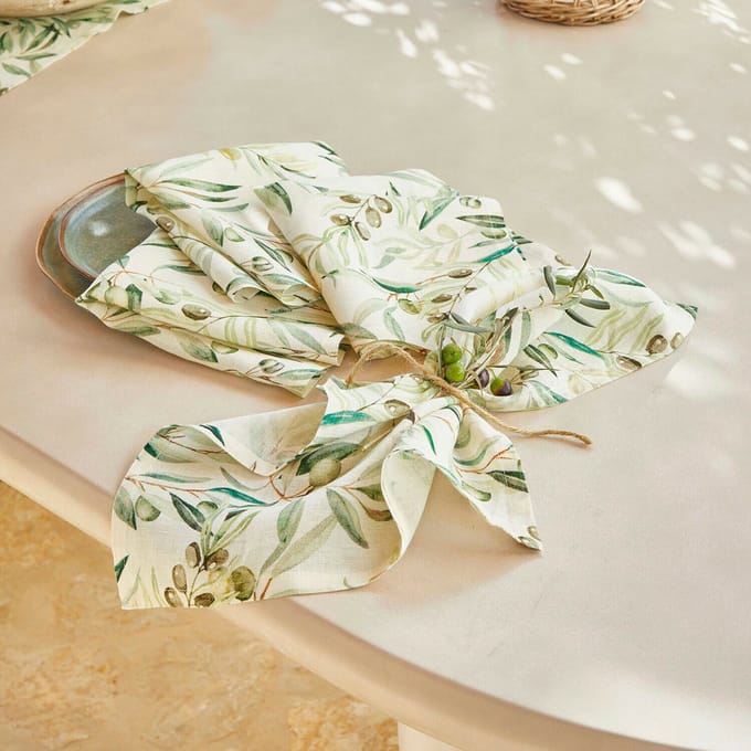 LOBERON Servet set van 4 Nolaria crème/groen