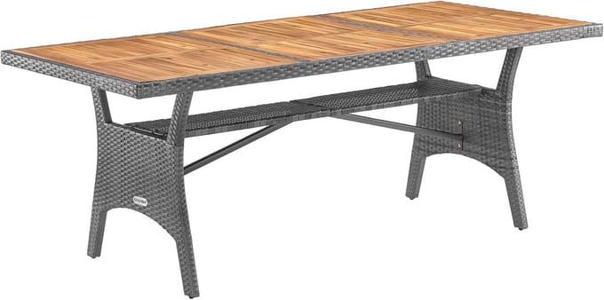 Weerbestendige Tuintafel van Acaciahout met Legplank - 190x90 cm