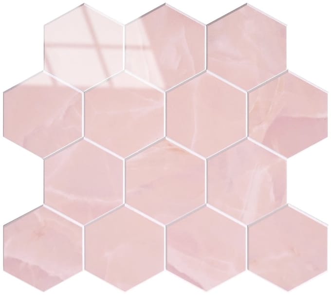 Zelfklevende Mozaïek Steenstrip Hoogglans Hexagon Onyx Roze