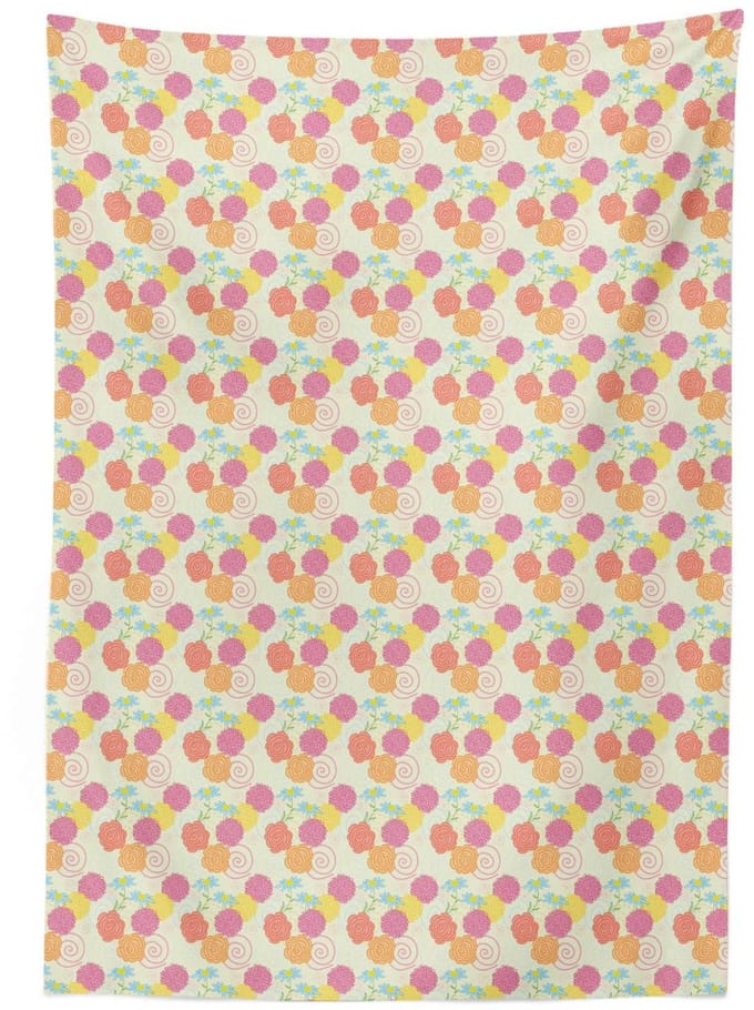 ABAKUHAUS Tafelkleed – Romantisch boeket 140x200 cm – Satijnmix – Multicolor